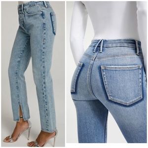 Good American Good Boy Button Fly Shadow Pocket Pleats Jeans 2/26 NWOT